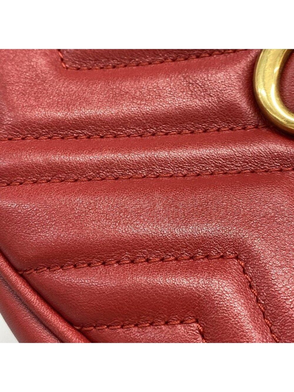 Gucci Waist Pouch GG Marmont Quilted Leather Belt Bag Red - Picture 13 of 15